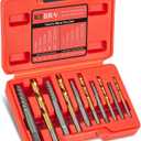 Screw Extractor Set, 37# Cr-Mo & 6542 HSS Steel Cobalt Left-Hand Drill Bit, Easy Out Broken Bolt Remover Reverse, Ez Out Stripped, Rounded-Off, Damaged Bolts, Screws&Studs Removal Tool (10-Pieces)