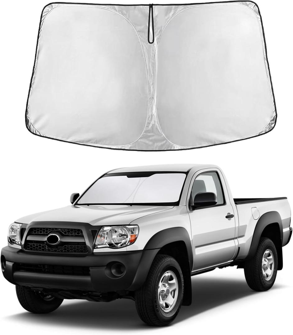 EcoNour Windshield Sunshade Compatible for Toyota Tacoma 2005-2013 2014 2015 SR, SR5, TRD (Sport, Off-Road, Limited, TRD Pro) Sun Visor for Front Window Sun Shade Cover, UV Protector, Car Accessories