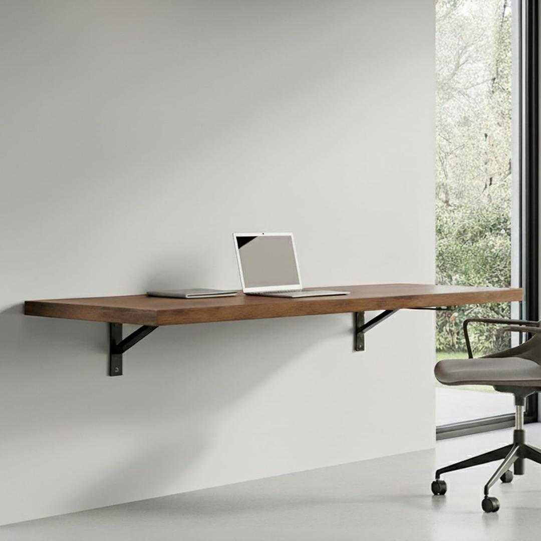 Houseables Wall Mounted Desk, Murphy Desk, Wall Mounted Folding Table, Laundry Folding Table, Fold Down Work Bench, Foldable Mount Station, Floating Bar, Hanging, Dining, Kitchen, Clothes, 48x16 Brown, Small