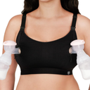 Pumping Bra Hands Free Zip Opening Design Seamless Nursing Bras for Breastfeeding High Support Nursing & Pumping Bra in One Black M