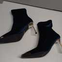 NEWBELLA Women's Ankle Boots Pointed Toe Stiletto Heel Metal Cap Toe Booties for Party Club, 7.5