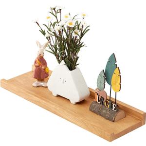 Oak Floating Shelves for Wall 20 Inch (Upgrade Width 6"), Natural Wood Wall Shelves Display Picture Ledge Shelf for Living Room Bedroom Bathroom Kitchen Office Decor and Storage