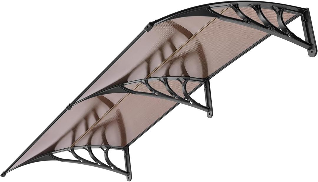VIVOHOME Polycarbonate Window Door Awning Spliced Canopy Brown with Black Bracket 40 Inch x 80 Inch