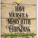 PHAMTE Have Yourself a Merry Little Christmas Wall Art, Christmas Canvas Wall Art,Farmhouse Rustic Christmas Winter Holly Print Framed Canvas Painting Wall Art Home Kids Living Room Decor 16x24 Inch