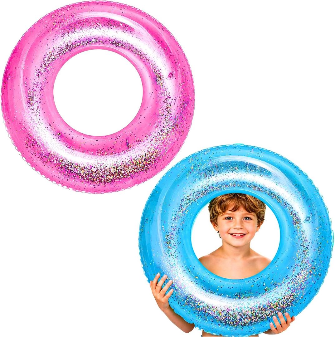 Inflatable Pool Floats, Swim Tubes Rings Water Toys for Kids Gifts Lake Game Hawaiian Beach Summer Swimming Pool Party Favors