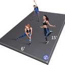 MRO Extra Large Exercise Mat For Home Gym, 15'x6' Workout Mats for Gym Flooring, Non-Slip, Extra Thick Durable Cardio Mat, Ideal for Plyo, Weights, MMA, Jump Rope -Shoe Friendly (Black)