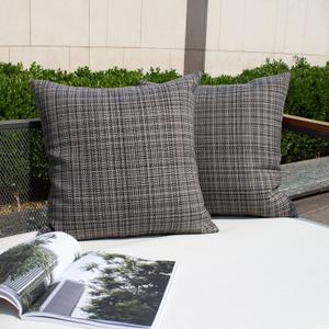 Kevin Textile Pack of 2 Decorative Outdoor Waterproof Throw Pillow Covers Lumbar Pillowcases Modern Cushion Cases for Patio Couch Bench 22 x 22 Inch Grey