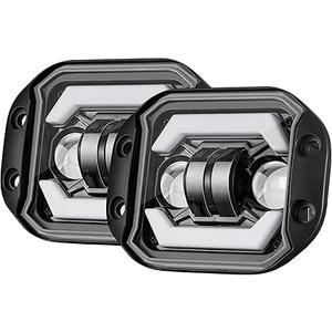 Flush Mount LED Pods with DRL, 2pcs 5Inch 80W Driving Lights Spot Flood Combo Beam Backup Bumper Lights for Trucks UTV ATV SUV Boat 4x4 Car 