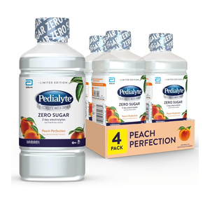 Pedialyte Electrolyte Water Hydration With Key Electrolytes | Hydration Low in Calories | Peach and Mango Perfection, 1 Liter, Pack of 4  1Jul 2026