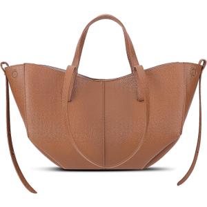 Juoxeepy Work Bag Faux Leather Tote Bag for Women Trendy Handbag Purse Fall Shoulder Bag with Magnetic Closure (Camel Small)