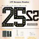 4FT Marquee Light Up Numbers, Black Giant Marquee Number Big Mosaic Number for 25th Birthday Party Decorations Backdrop 25 Anniversary Decor, Pre-Cut Frame Large Number 25