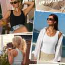 Sweetyweee 4 Pack Women's Ribbed Tanks Cotton Racerback Tank Tops Scoop Neck Summer Lady Slim Fit Sleeveless Tops Shirts(Small,Black, White, Hazy Blue, Light Mottled Gray)