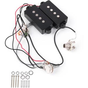 lovermusic 4 Strings Musical Ceramic Magnet ABS Modern Bass Opened Prewired Pickup Black