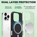 Magnetic for iPhone 17 Pro Case Cute Stripes Phone Case, Light Green