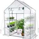 Greenhouse, Portable Mini Walk-in Green House for Outdoors with Roll-up Zipper Door, Anchors, and UV-Resistant Cover