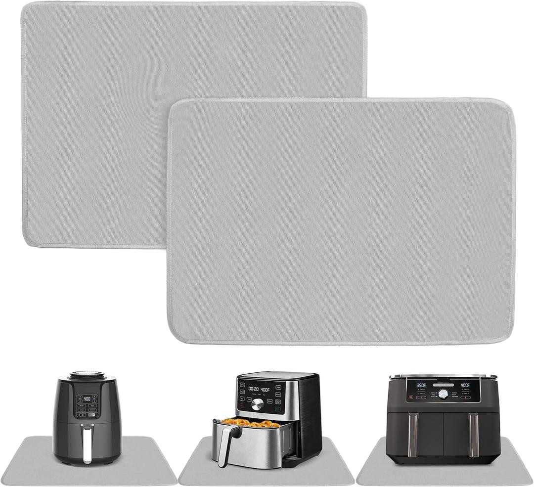 Heat Resistant Mats for Countertop - Firproof 16x24 in Heat Resistant Mats for Air Fryer - Kitchen Countertop Protector for Air Fryer, Coffee Maker, Stand Mixer, Toaster, Oven 2PCS - Grey (Gray)
