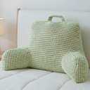 NOONTIDE Reading Pillow with Top Handle,Uniquely Designed Soft Fabric, Ergonomic Back Support for Bed,Cover Washable Sit up Pillow,Watching TV/Gaming/Relaxing(Green)