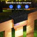 American Flag Decorations Solar Fence Lights, 6 Pack UAS Flag Solar Lights Outdoor for Fence with RGB & Warm White Mode, Waterproof Deck Fence Lights Solar Powered for Patriotic Decor