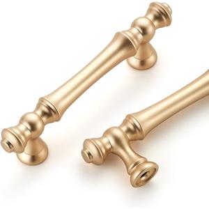 10 Pack 3 Inch (76mm) Center to Center Brushed Gold Cabinet Pulls, Kitchen Handles for Cupboards & Drawers