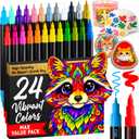 ARTISTRO 24 Acrylic Paint Markers - Paint Pens for Drawing, Brush + Fine Tips - For Fabric, Rock, Glass, Wood, DIY - Art & Craft Supplies for Adults, Teens, Kids - Teacher Appreciation Gift