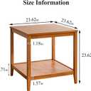 Side Table, Solid Wood Square End Table with Storage Shelf, 2-Tier Coffee Table for Living Room, Rubber Wood Small Sofa Table, Nightstand 23.62 H x 23.62 W x 23.62 D Inches (Natural)