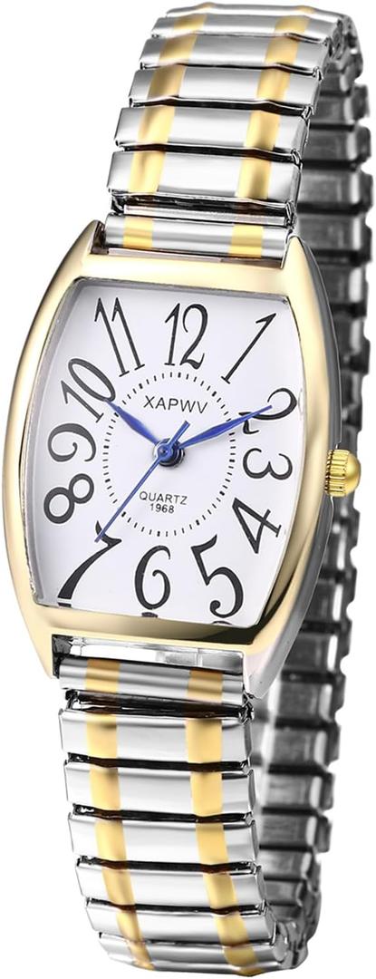 Avaner Women's Easy Reader Watches Ultra Thin Stretch Wrist Watches with Elastic Band