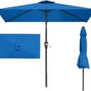 6.5' x 10' Rectangular Patio Umbrella Large Outdoor Market Umbrella w/UV Protection, Push Button Tilt and Crank Lift, Rectangle Table Umbrella for Garden, Deck, Pool, Patio, Royal Blue