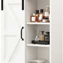 RUSTOWN Farmhouse Wood Wall Storage Bathroom Cabinet with Sliding Barn Door, Rustic Medicine Cabinet with Adjustable Shelf, 3-Tier Vintage Cabinet for Kitchen, Bathroom, Living Room (Vintage White)