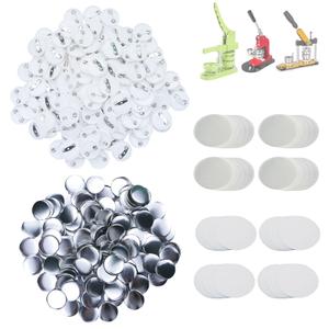 Happizza set 25mm(1 inch) Blank Pin Back Buttons Parts for Button Maker Machine 25mm, Round Badge Making Supplies, Includes Metal Cover, Plastic Button Back Cover, Clear Film&Blank Paper