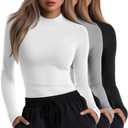 Neer 3 Pack Women's Underscrubs Long Sleeve Shirts Mock Turtleneck Slim Fit Scrub Top Basic Tee Undershirt for Nurse, XL