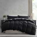 Nestl Black Duvet Cover Queen Size - Soft Prewashed Queen Duvet Cover Set, 3 Piece, with Zipper Closure, 1 Duvet Cover 90x90 inches and 2 Pillow Shams (Black (No Comforter))