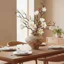 XunYee 3 Pcs Artificial Magnolia Flowers Stems Faux Magnolia Branches with Buds, 28.3" Long Stems Floral Arrangement for Vase Pot Table Centerpiece Indoor Decor