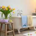 2 x Moukeren 3 Pcs Easter Hand Towels for Bathroom 14 x 29 Inch Cotton Embroidered Easter Kitchen Towels Bunny Carrot Truck Decorative Blue Yellow Purple for Home Drying Cleaning Cooking