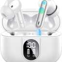 Wireless Earbuds, 2025 Bluetooth Headphones 5.3 HiFi Stereo Earphones, 40H Playtime in-Ear Earbud, Bluetooth Earbud with LED Power Display, IP7 Waterproof Earphones Sport Headset for Android iOS (White)