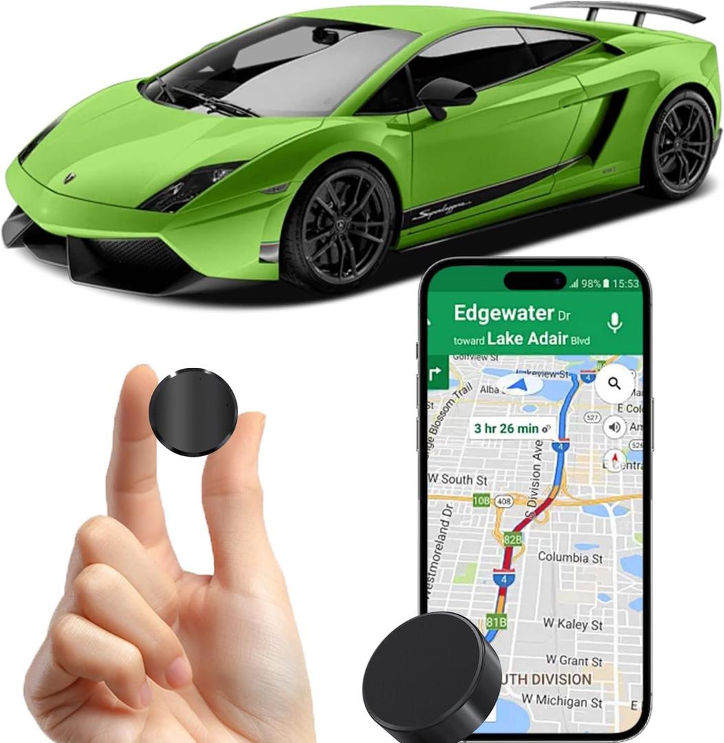 Mini GPS Magnetic Tracker for Vehicles, Real Time Location Tracker, Hidden Tracking Device for Cars, Elderly, Kids, Pets, Assets, No Subscription, Waterproof, Global Positioning, Android/IOS Universal