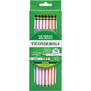 Ticonderoga Pastel Pencils, #2 Soft, Assorted Colors, Pack of 10 Pencils