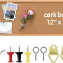 DoubleFill 12'' x 36'' Cork Bulletin Board Framed Large Wall Mounted Corkboard with Installation Kit, Push Pins for Home and Office Decor, School Message or Vision Background(Brown)