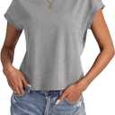 EasyGala Womens Cap Sleeve Crop Tops Cotton T Shirts Crewneck Loose Fit Short Sleeves Tee Summer Fashion Clothes 2026 (Gray, XL)