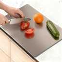 Large Stainless Steel Cutting Boards for Kitchen, Chopping Boards with Grey Non-slip Mat, Cutting Board with Counter Lip for Meat, Fruits, Vegetables, Bread,Dough(15.75"  11.81") (Gray)