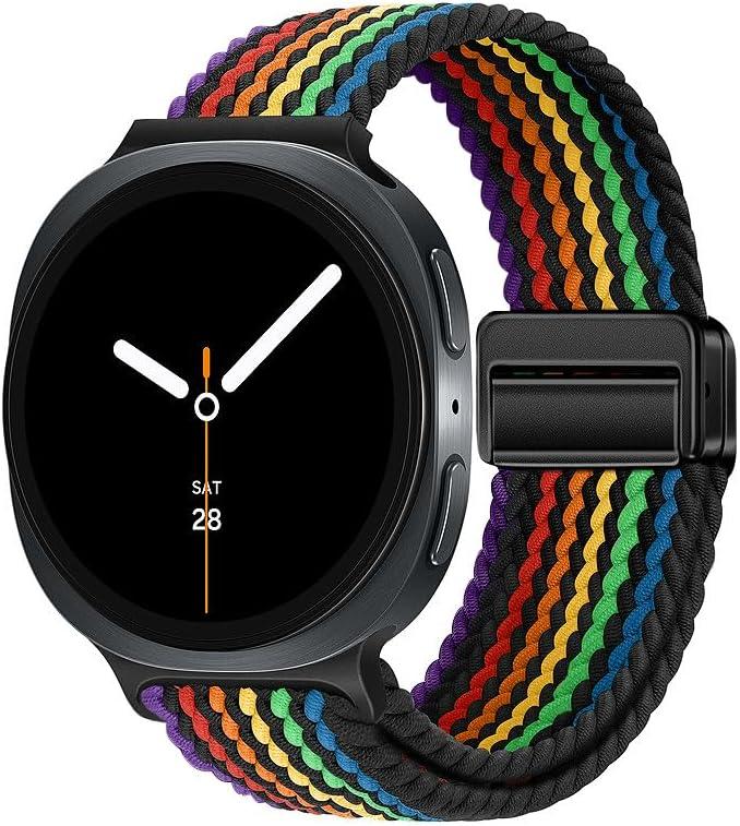 Stretchy Braided Bands Compatible with Samsung Galaxy Watch 8 Band 40mm 44mm/Galaxy Watch 8 Classic 46mm, Elastic Nylon Wristband Sport Strap for Galaxy Watch 8 2025 Women Men