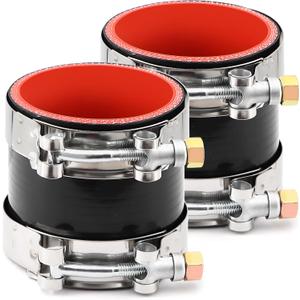 2Pcs ID 2-3/4 Inch(70mm) High Temperature 4-Ply Reinforced Straight Silicone Hose Performance Coupler with 4Pcs T-Bolt Clamps Suitable High Level Turbo Pipe Connecting
