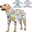 LovinPet Large Dog Pajamas, Dinosaur Print Style, UV Protection, Post Surgery, Anxiety Relief, Pet Pajamas for Dogs, Light Weight Big Dog Pullover, Full Coverage Pitbull Types PJ's, L