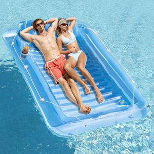 Inflatable Pool Floats Lounger for Adults, Blow Up Tanning Pool Raft Sun Tan Tub with Inflatable Pillow for Family Outdoor, Garden, Backyard Summer Water Party (14+ Year Old) (Large, Blue)