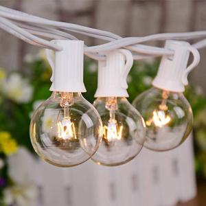 Abeja Outdoor String Light G40-100Ft with 105 Edison Glass Bulbs, 5W, E12 Socket Base, UL Listed Waterproof for Patio Lights Bars Party Decor, White