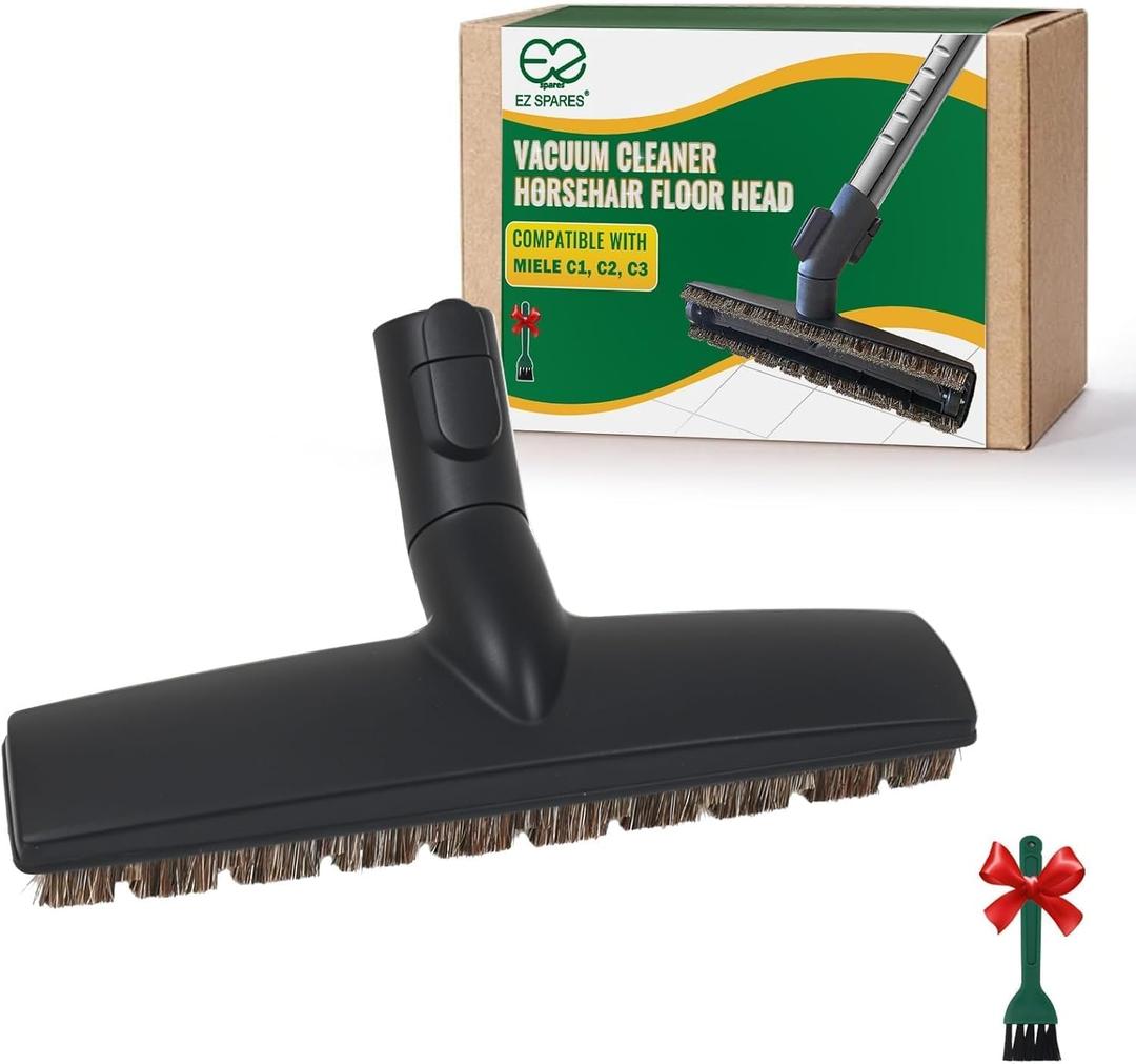 EZ SPARES Compatible with Miele C1 C2 C3 CX1, Natural-Horsehair Floor Brush for Miele Vacuum Cleaners, for SBB Parquet Twister, Classic C1, Complete C2 C3 CX1, Soft on Hardwood Floor, Quickly Drying Wet