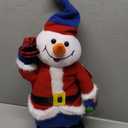 Jumping Wiggling Features Sound Movement Snowman Wearing Traditional Xmas Attire Plays Rock Version of Santa Claus is Coming to Town Christmas Plush Interactive Toy with Box Xmas Decoration 15”