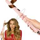 HC Honey Coco Rotating Curling Iron - 1-Inch/25MM Professional Hair Curler with LED Display, Fast-Heating Curling Wand for Long & Short Hair, Perfect Hair Waver Styling Tool (Pink)