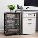 Mind Reader 3 Drawer Storage Organizer with Wood Top, Rolling Office Organizer Cabinet with Wheels, Office, Metal Mesh, Black