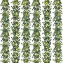 N&T NIETING 6 Pack Artificial Eucalyptus Garland with Lights, 6FT Artificial Greenery Garlands, Battery Operated Twig Vine for Room Stairs Mantle Wedding Holiday Decoration Indoor Outdoor