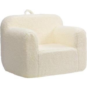 ALIMORDEN Kids Ultra-Soft Snuggle Foam Filled Chair, Toddler Cuddly Sherpa Reading Couch for Boys and Girls, Cream
